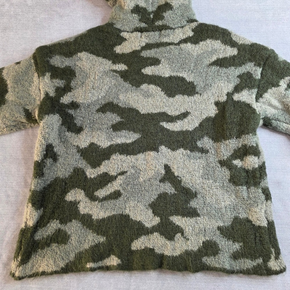 PINK Victoria's Secret Hoodie Women Small Green Camo Excellent Teddy Fleece - Picture 3 of 8